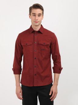 Calvin Klein - Men Maroon Regular Fit Solid Shirt
