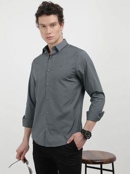 Calvin Klein - Men Grey Slim Fit Solid Shirt
