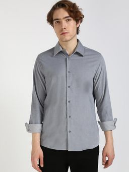 Calvin Klein - Men Grey Slim Fit Textured Shirt