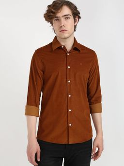 Calvin Klein - Men Rust Slim Fit Textured Shirt