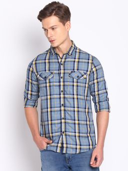 Lee - Men Blue Slim Fit Checks Shirt