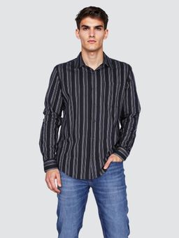 Lee - Men Black Regular Fit Stripes Shirt