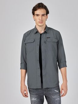 Wrangler - Men Grey Regular Fit Solid Shirt