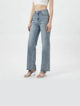 SKIIE STREET - Blue High-Rise Wide-Leg Jeans