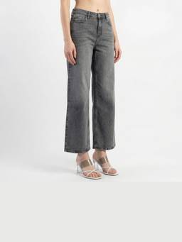 SKIIE STREET - Women Grey Relaxed Fit Wide-Leg Jeans