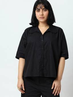 LOMA - Black Rounded Collar Shirt