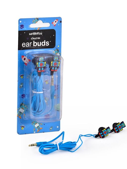 SCOOBIES Robot Charm Earbuds- Blue