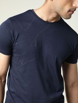 Rare Rabbit - Navy Blue Printed T-shirts