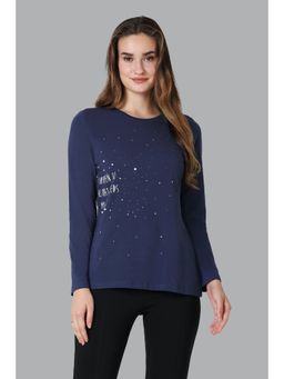 Van Heusen Woman Lingerie and Athleisure - Van Heusen Women Full Sleeve & Round Neck Lounge T-Shirt - Naval Academy I Am Open