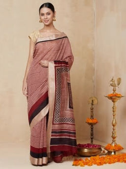Fabindia - Cotton Silk Maheshwari Printed Sari