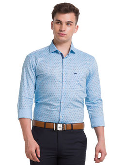 Park Avenue - Slim Fit Printed Blue Shirt