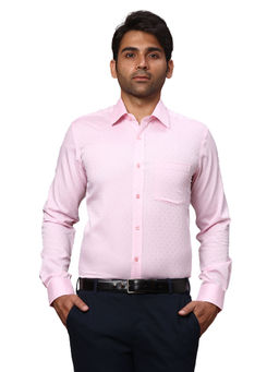 Park Avenue - Regular Fit Self Design Red Shirt