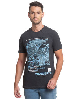 Parx - Regular Fit Printed Grey T-shirt