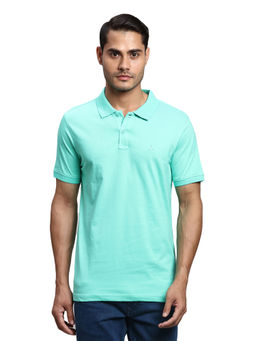 Parx - Regular Fit Solid Green Polo T-shirt