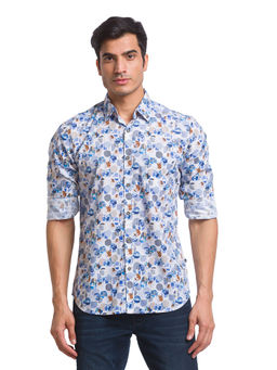 Parx - Slim Fit Printed Red Shirt