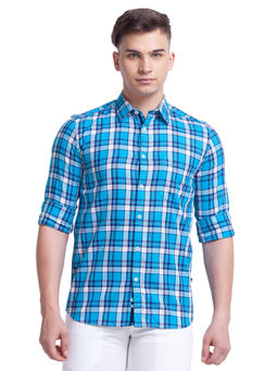 Parx - Slim Fit Checkered Blue Shirt