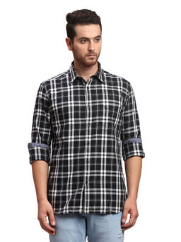 Parx - Slim Fit Checkered Black Shirt