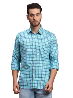 Parx - Slim Fit Checkered Green Shirt