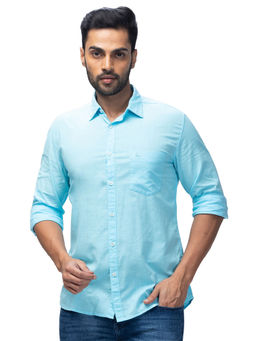 Parx - Slim Fit Solid Blue Shirt