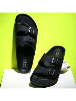 SOLETHREADS - Hermes Black Solid Men Sliders