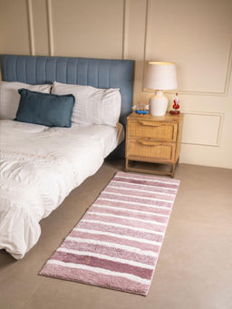 RALIA HOMES - The Lineage Striped Plush Bath Mat Anti Skid Assorted