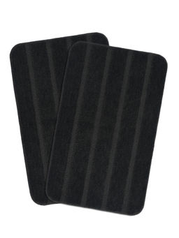 Saral Home - Stripe Soft Microfibe Antiskid Bath Mat Black (Pack of 2)