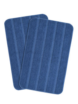 Saral Home - Stripe Soft Microfibe Antiskid Bath Mat Blue (Pack of 2)