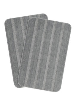Saral Home - Stripe Soft Microfibe Antiskid Bath Mat Grey (Pack of 2)