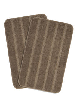 Saral Home - Stripe Soft Microfibe Antiskid Bath Mat Taupe (Pack of 2)