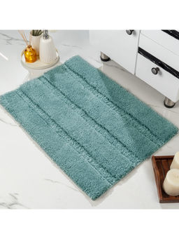Saral Home - Gia Stripe Soft Microfiber Fluffy Bath Mat Green