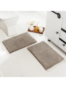 Saral Home - GIA Solid Soft Microfiber Fluffy Bath Mat Brown (Pack of 2)