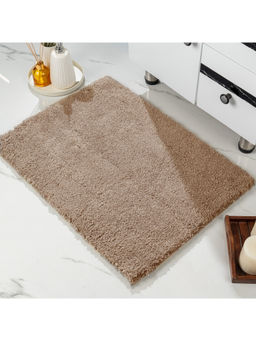 Saral Home - GIA Solid Soft Microfiber Fluffy Bath Mat Brown
