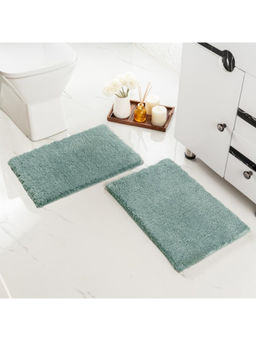 Saral Home - GIA Solid Soft Microfiber Fluffy Bath Mat Green (Pack of 2)