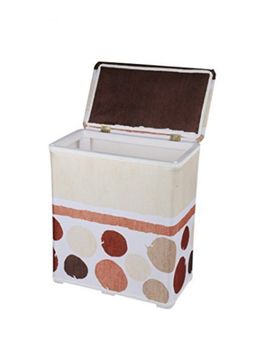 Premsons - Fabric Striped Print Laundry Basket Beige & Brown
