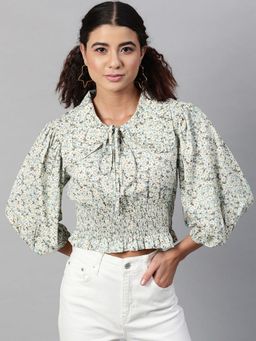 STREET 9 - Green Printed Crop Top