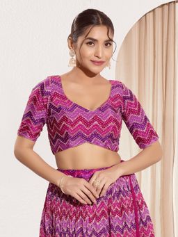 VAMAS - THE DESIGNER BLOUSES - Women Padded Saree Stitched Blouse Purple