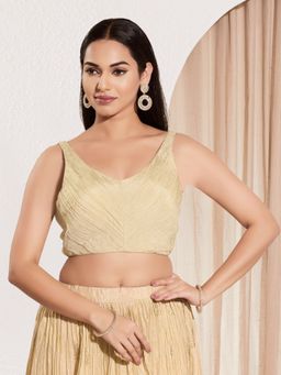 VAMAS - THE DESIGNER BLOUSES - Women Padded Saree Stitched Blouse Cream