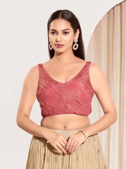 VAMAS - THE DESIGNER BLOUSES - Women Padded Saree Stitched Blouse Pink