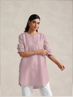 trueBrowns - Pink Cotton Blend Short Kurta