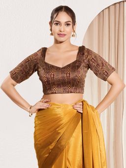 VAMAS - THE DESIGNER BLOUSES - Women Round Neck Padded Saree Stitched Blouse Maroon