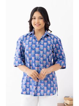 VASTRITO - Blush Bloom Blue Shirt