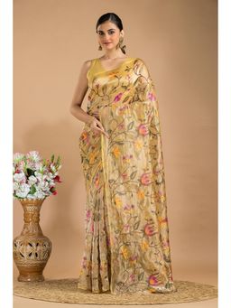 Silk Petalss - Yellow Woven Zari Saree With Unstitched Blouse Piece