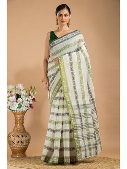 Silk Petalss - Off White Woven Zari Saree With Unstitched Blouse Piece