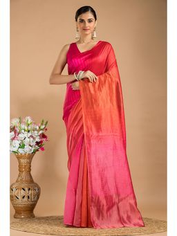 Silk Petalss - Pink Woven Zari Saree With Unstitched Blouse Piece