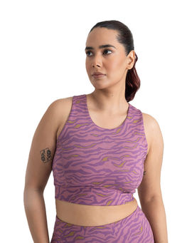 Hunnit - Safari Chic 2 in 1 Round Neck Full Coverage Stretchable Crop Top for Women