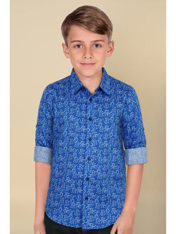 Allen Solly - Boys Blue Slim Fit Print Casual Shirt