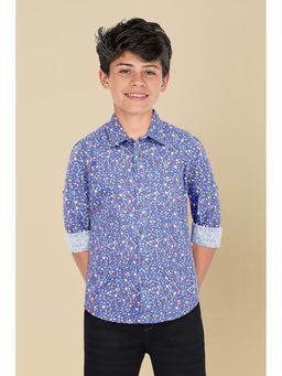 Allen Solly - Boys Blue Slim Fit Print Casual Shirt