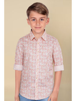 Allen Solly - Boys Pink Slim Fit Print Casual Shirt