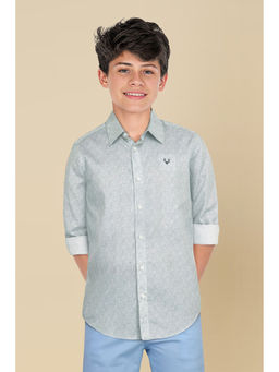Allen Solly - Boys Grey Slim Fit Print Casual Shirt