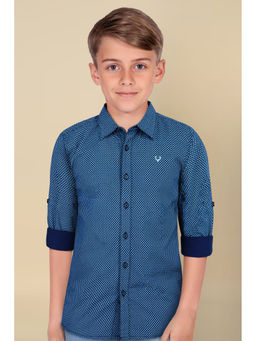 Allen Solly - Boys Blue Slim Fit Print Casual Shirt